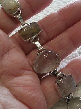 Gorgeous GOLDEN RUTILE Handmade Sterling 925 Bracelet Size 7 1/2" #516E